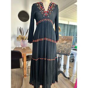 DOEN VINTAGE Embroidered Maxi Dress with side zip